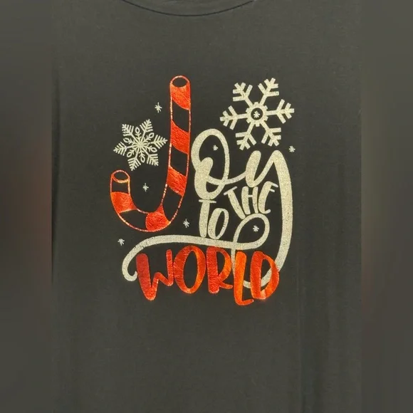 Scarlett Black Long Sleeve Christmas Tee with Red and White Design - Picture 2 of 9